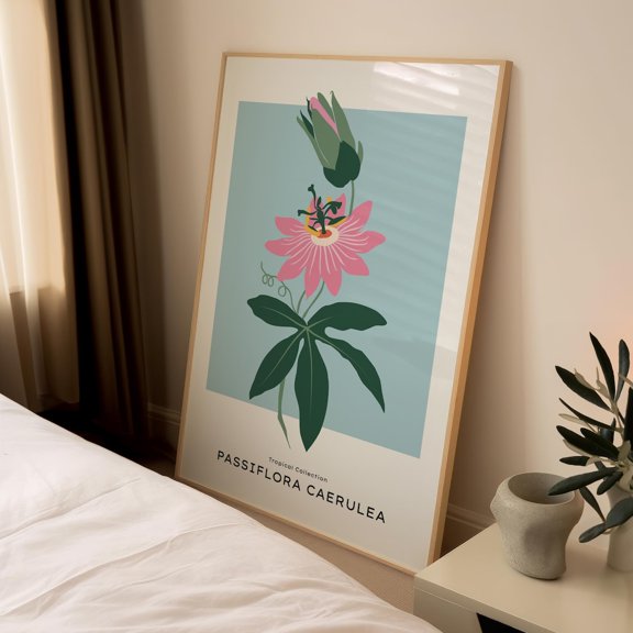Passiflora Caerulea Passion Flower Botanical Wall Decor Unframed Paper Print