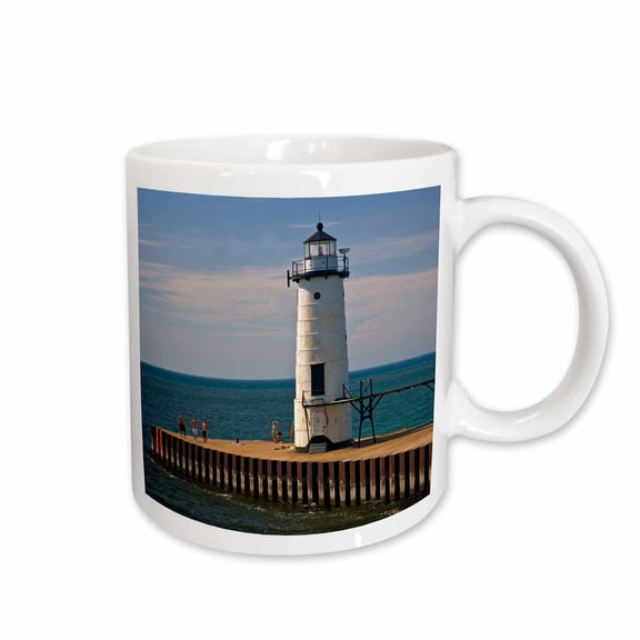 3drose, Passing Manistee North Pierhead Lighthouse - Us23 Jre0000 - Joe Restuccia Iii, 11oz Mug
