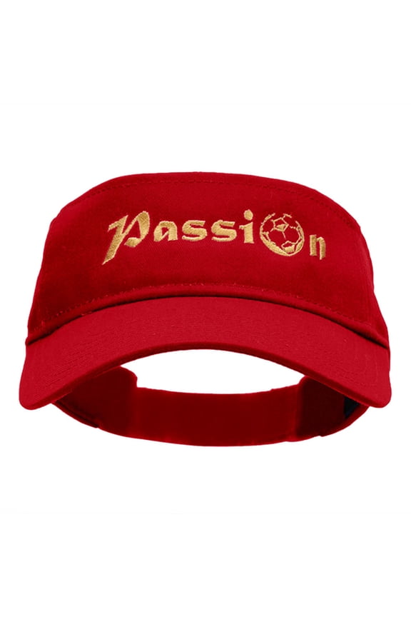 Passion Embroidered Cotton Twill Visor - Red OSFM