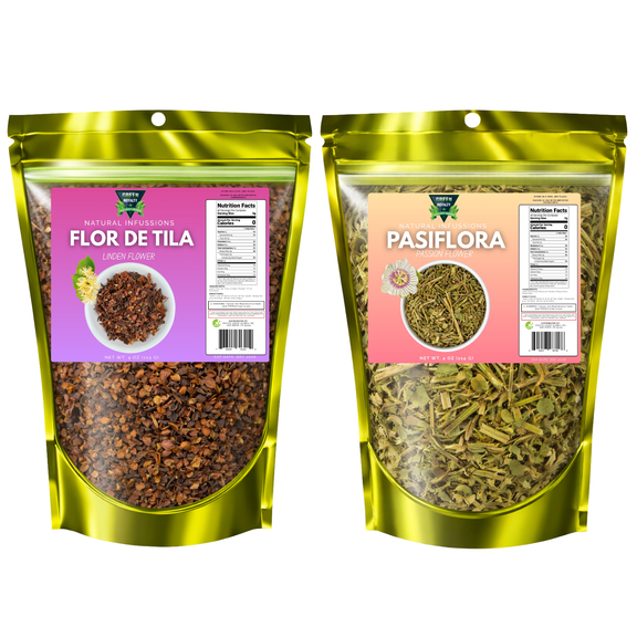 Passion Flower & Linden Flower Herbal Tea Bundle, Green Royalty Herbal Collection, Premium Dried Herbal Tea, Natural Herbal Infusions, Loose Herbal Flowers, 4 oz Each, 2 Pack