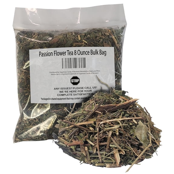 Passion Flower Tea For A Calming Nights Sleep 8 Ounce Bulk Bag-Passiflora Herb -Maypop - Wild Passion Vile - NO PROCESSING Paciflora Te Pasiflora Tea Passionflower Tea