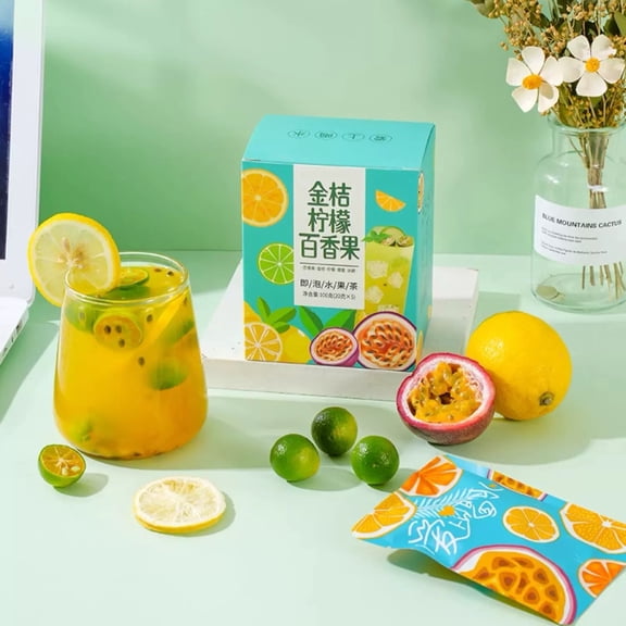 Passion Fruit Kumquat Lemon Tea 100g, Instant Fruity Tea Drink Mix, Sweet & Refreshing Beverage