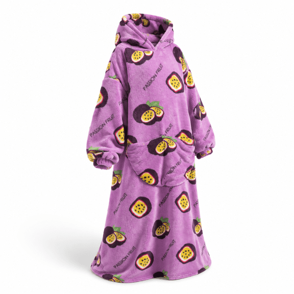 Passion Fruit Oversized Flannel Wearable Blanket with Pocket for Adults