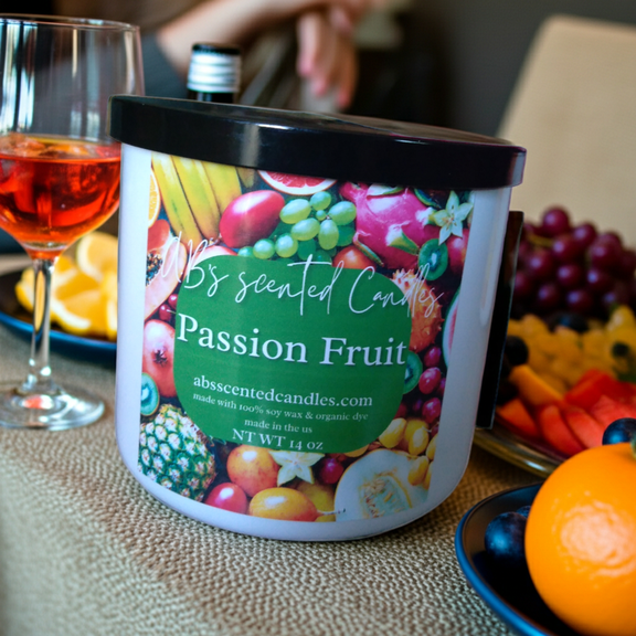 A.B's Scented Candles 16 oz Passion Fruit Scented Container Candles with 80 Hour Burn Time, 3-Wick