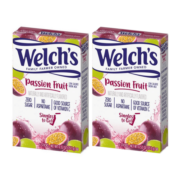Passion Fruit Singles To Go Drink Mix-Sugar-Free, Aspartame-Free, Rich Source of Vitamin C Shake Just Add Water & Enjoy 6-ct each Box Pack of 2