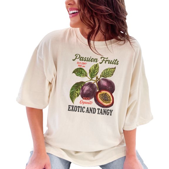 Passion Fruits Tshirt, Exotic Tangy 100 Percent Organic, Vintage Fruit Graphic Tee, Unique Nature Inspired Shirt, Fresh Fruits Top, Ivory Comfort Colors T-Shirt, Small