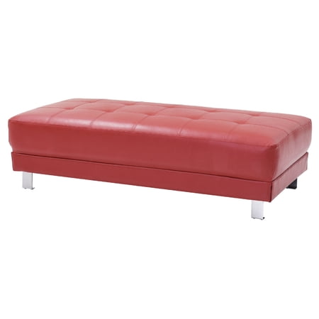 Riveredge Red Faux Leather Upholstered Ottoman