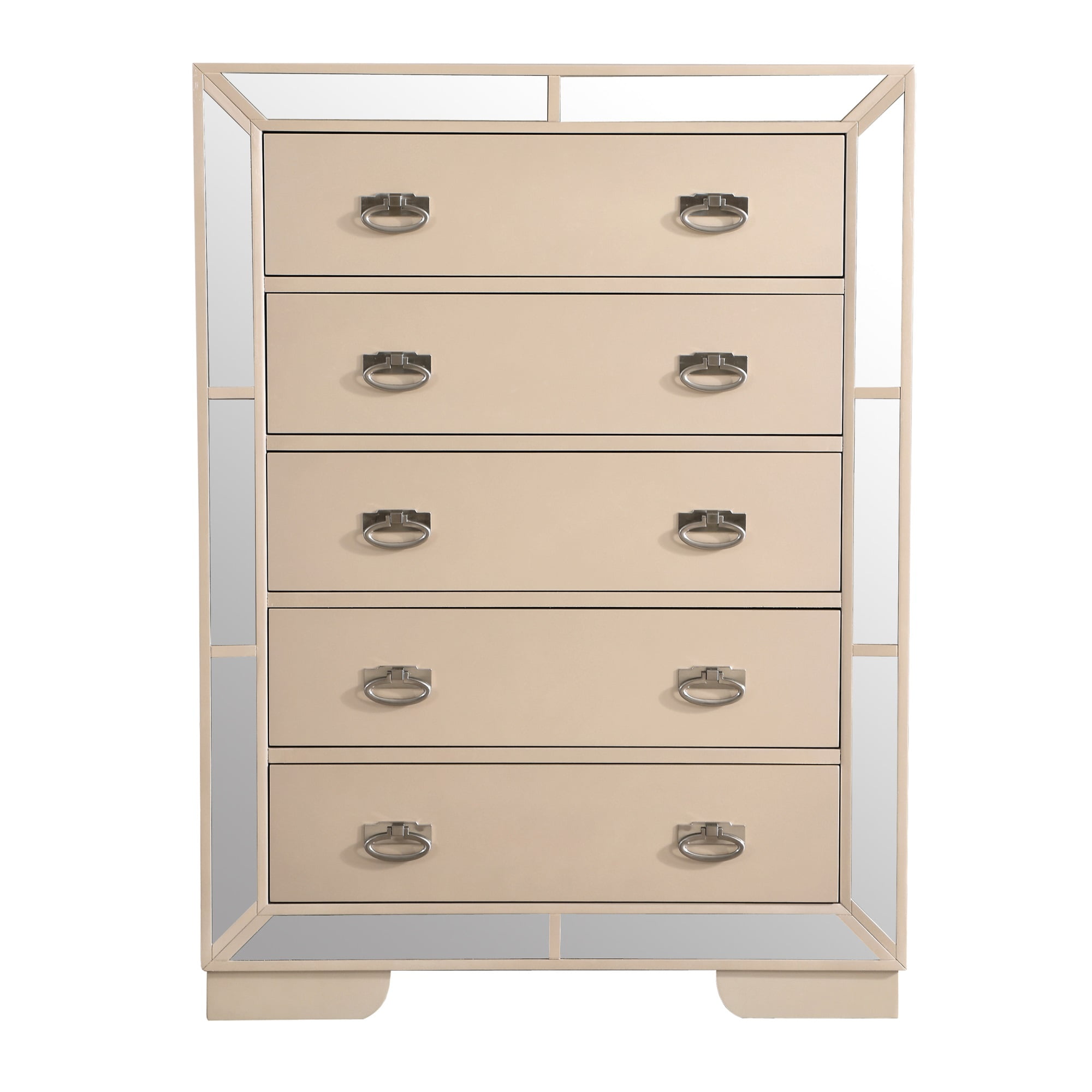 Passion Furniture Hollywood Hills Pearl 5 Drawer Chest of Drawers 32 in. L x 21 in. W x 58 in. H
