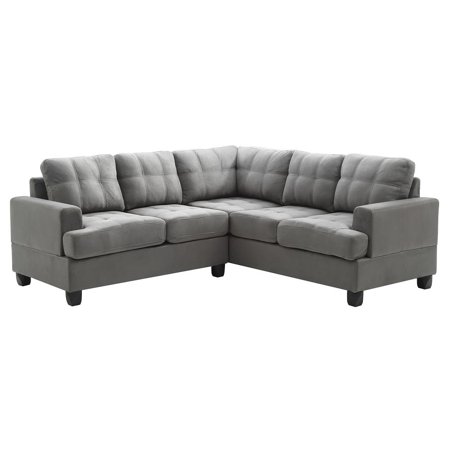 Sandridge 80 in. W 2-piece Microfiber L Shape Sectional Sofa in Gray