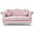 thumbnail image 1 of Hollywood 81 in. Pink Velvet Chesterfield Sectional Sofa with 2-Throw Pillow-Color:Pink,Material:Velvet, 1 of 5