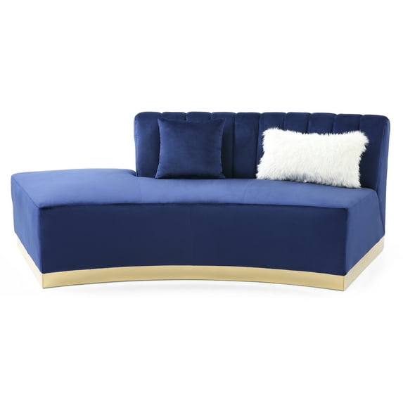Brentwood 89 in. W Armless Velvet Curved Sofa in Blue