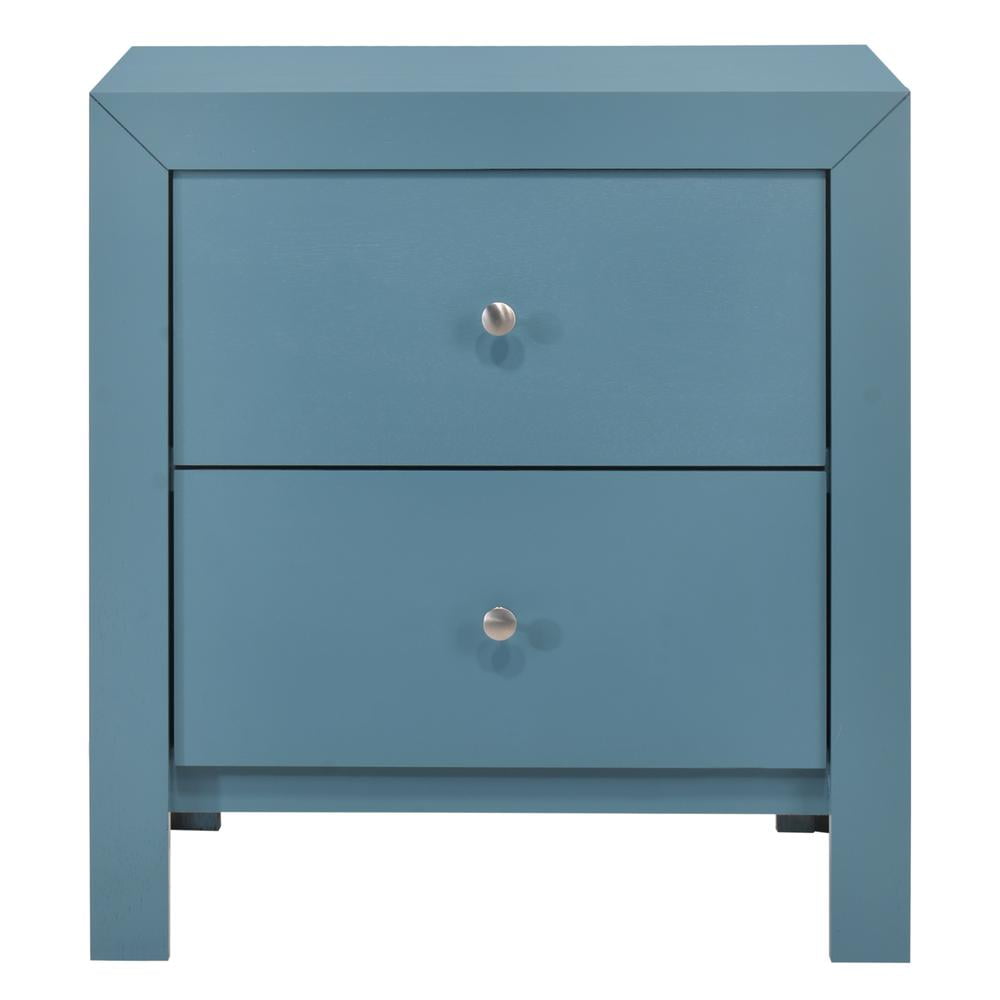 Passion Furniture Burlington 2-Drawer Teal Nightstand (25 in. H x 17 in. W x 22 in. D)