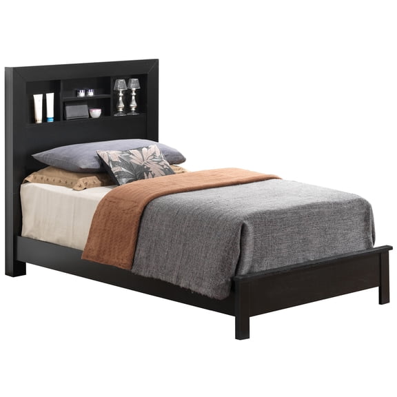 Burlington Black Twin Platform Bed with Storage Shelf