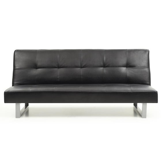 Passion Furniture Chroma 70 in. W Armless Faux Leather Straight Sofa in Black