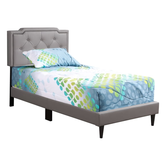 Passion Furniture Deb Light Grey Adjustable Twin Panel Bed