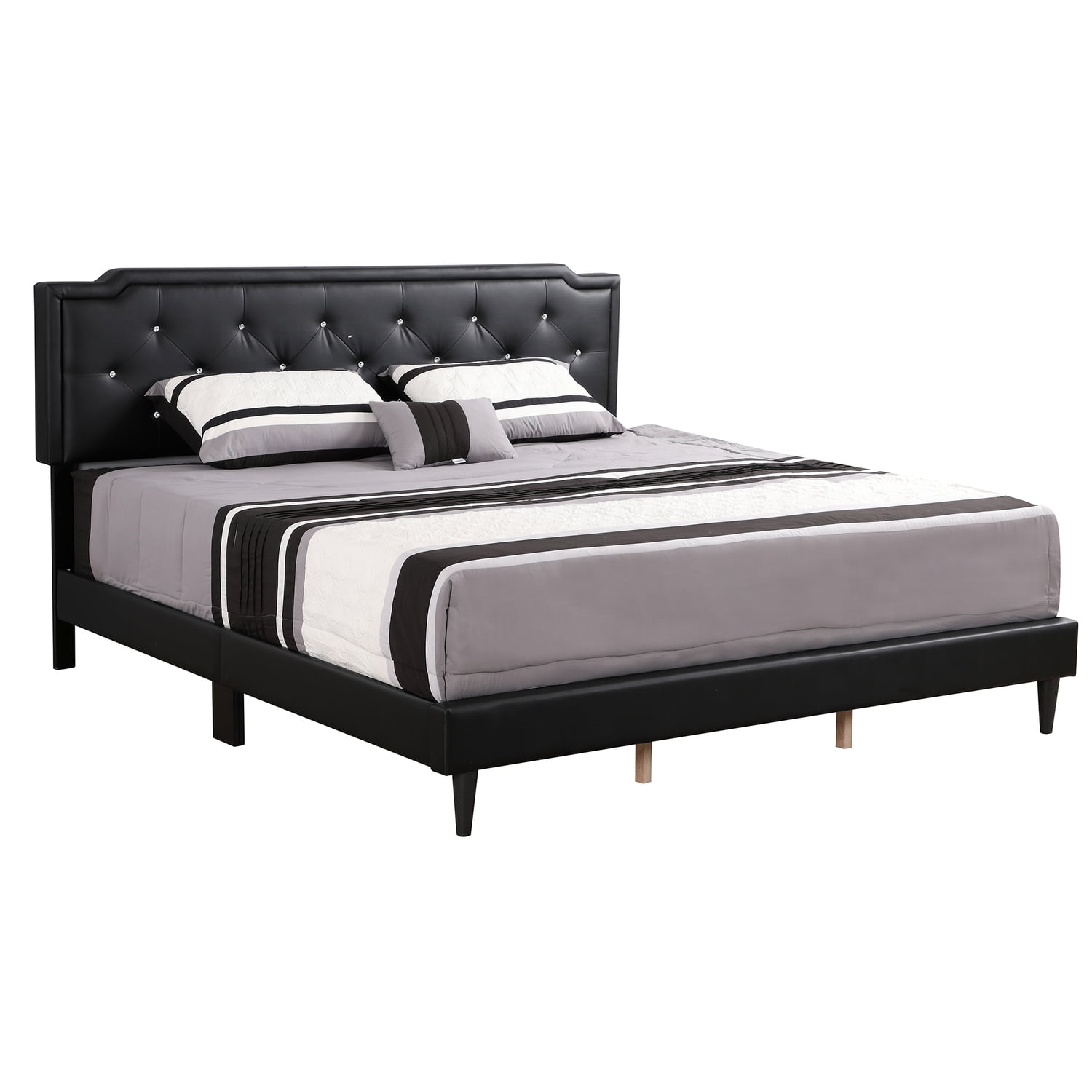 Passion Furniture Deb Black Tufted King Panel Bed