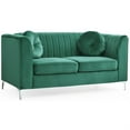 thumbnail image 1 of Passion Furniture Delray 65 in. Green Tuxedo Arm Velvet Loveseat with 2-Throw Pillow, 1 of 3
