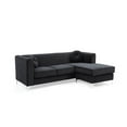 thumbnail image 1 of Passion Furniture Delray 87 in. Black Velvet L-Shape 3-Seater Sectional Sofa with 2-Throw Pillow, 1 of 5