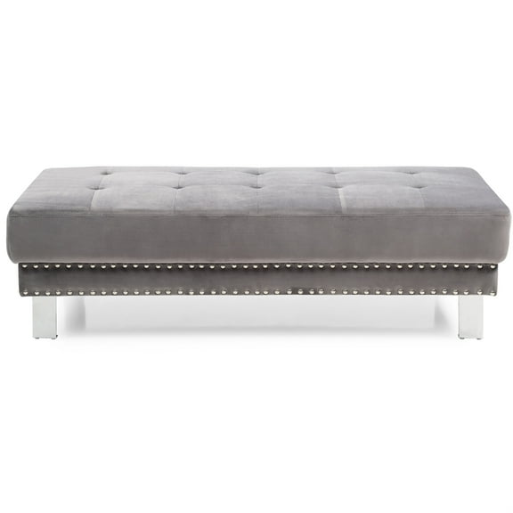 Derek Gray Velvet Upholstered Ottoman