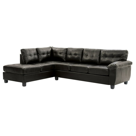 Gallant 111 in. W 2-piece Faux Leather L Shape Sectional Sofa in Black