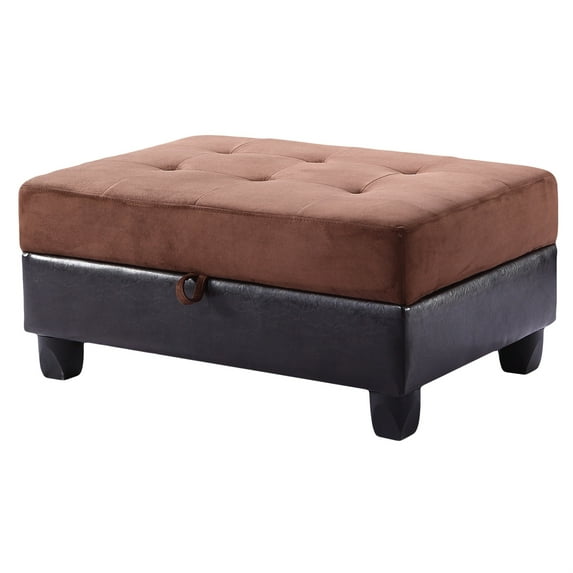 Passion Furniture Gallant Chocolate and Black Microfiber Upholstered Storage Ottoman