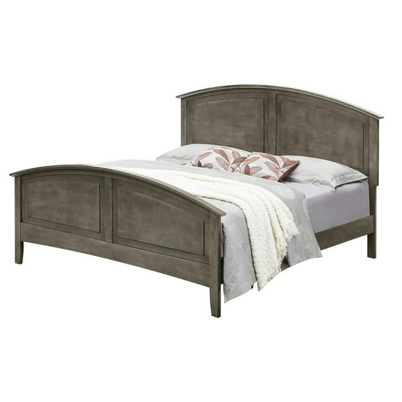 Passion Furniture Hammond Gray King Panel Bed with Curved Top Rail
