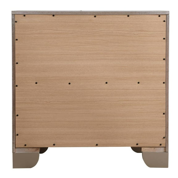 Passion Furniture Hollywood Hills 2-Drawer Nightstand (28 in. H x 28 in. W x 17 in. D) Silver