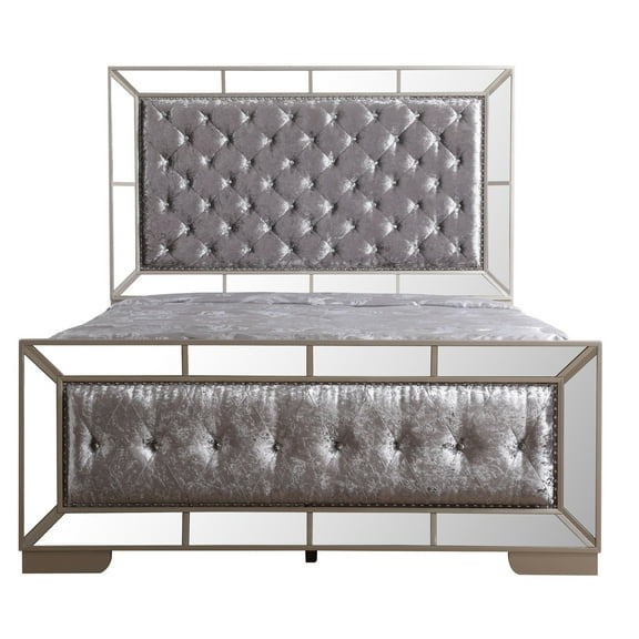 Hollywood Hills Silver Champagne Queen Panel Beds