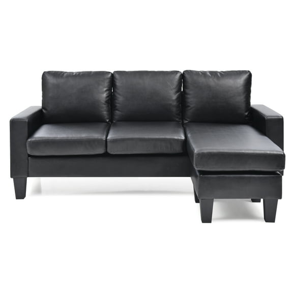 Passion Furniture Home Cushioned Tufted Couch Modern Conversation Furniture Jenna 76 in. W Flared Arm Faux Leather L