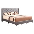 thumbnail image 1 of Passion Furniture Julie Light Grey Tufted Upholstered Low Profile King Panel Bed, 1 of 7