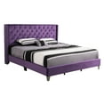 thumbnail image 1 of Julie Purple Tufted Upholstered Low Profile King Panel Bed, 1 of 5