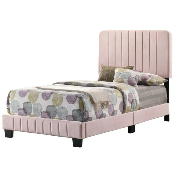 Passion Furniture Lodi Pink Tufted Twin Panel Bed