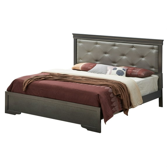 Passion Furniture Lorana Metalic Black Queen Panel Beds, PF-G6502B-QB2
