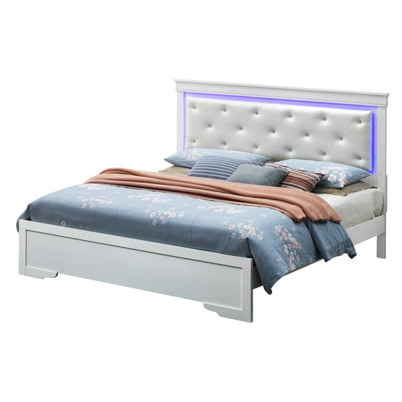 Passion Furniture Lorana Silver Champagne Queen Panel Beds, PF-G6590C-QB3