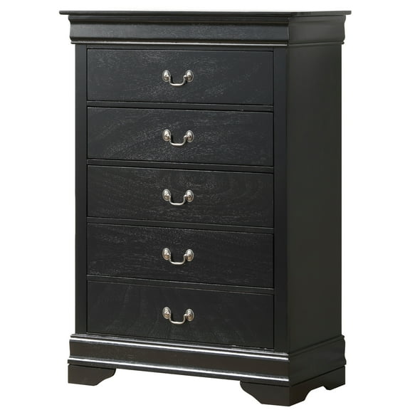 Louis Phillipe Black 5 Drawer Chest of Drawers (33 in L. X 18 in W. X 48 in H.)