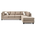 thumbnail image 1 of Passion Furniture Decorative Malone 111 In. Mocha Suede 4-Seater Sectional Sofa With 2-Throw Pillow, 1 of 5