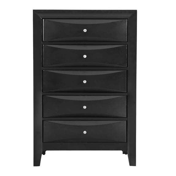 Passion Furniture Marilla Black 5-Drawer Chest of Drawers (32 in. L X 17 in. W X 48 in. H)