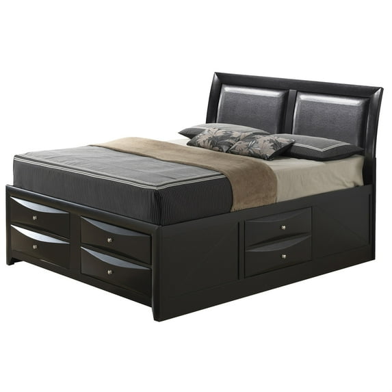 Marilla Black King Panel Beds