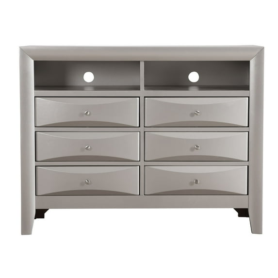Passion Furniture PF-G1503-TV2 Marilla Silver Champagne 6-Drawer Chest of Drawers - 47 x 17 x 37 in.