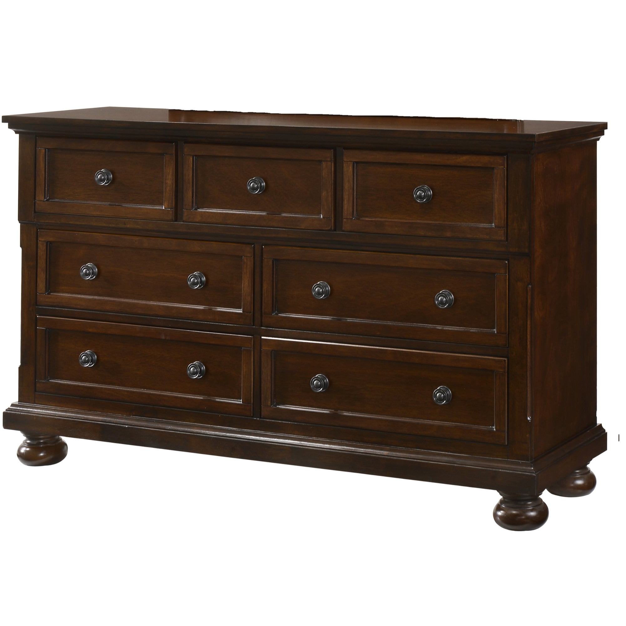 Meade 60" Dark Brown Wood 7-Drawer Dresser