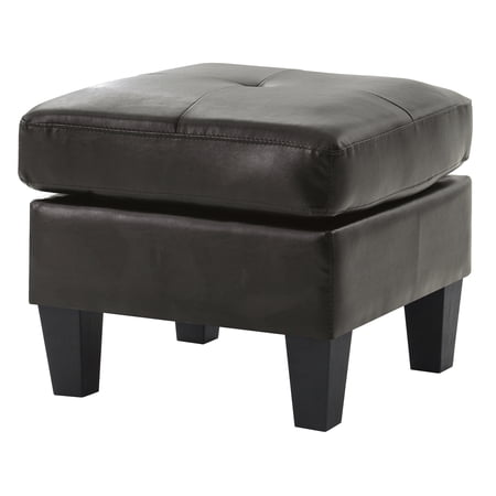 Passion Furniture Newbury Black Faux Leather Upholstered Ottoman