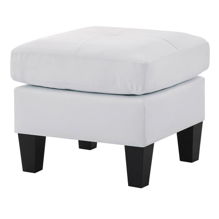 Newbury White Faux Leather Upholstered Ottoman