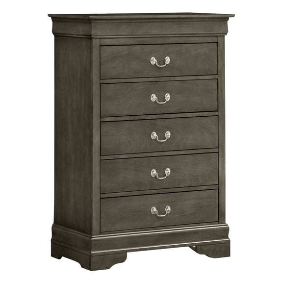 Louis Phillipe II Gray 5 Drawer Chest of Drawers (31 in L. X 16 in W. X 48 in H.)