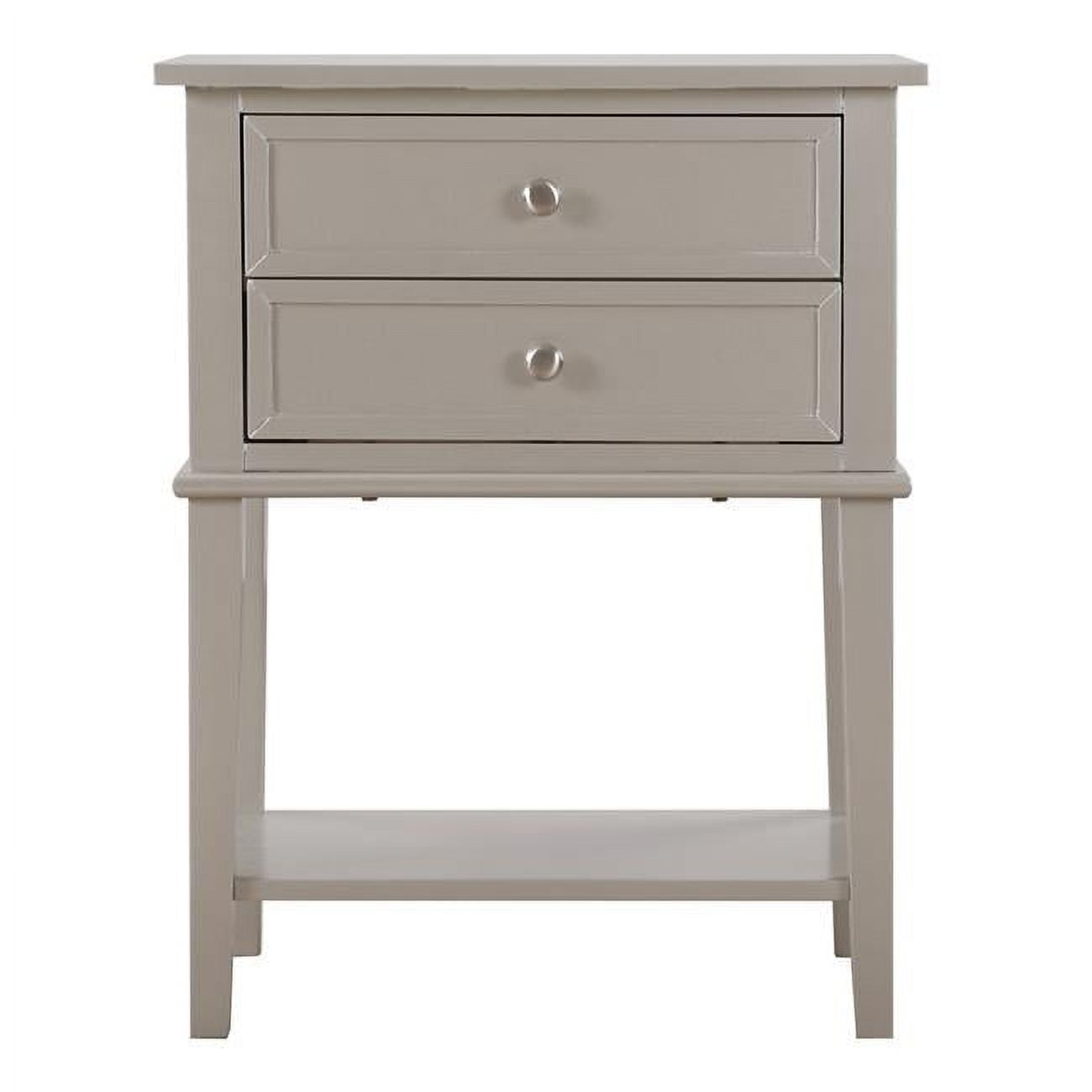Newton Silver Champagne 2-Drawer Nightstand with Open Shelf
