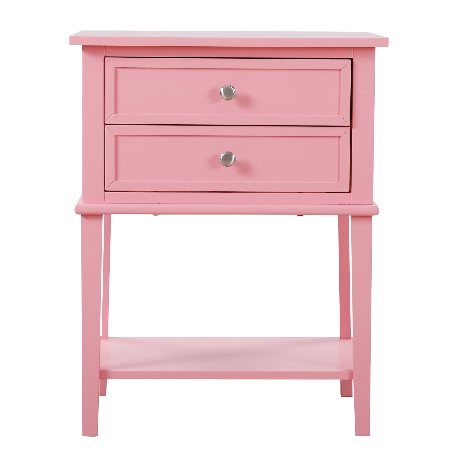 Newton Silver Champagne 2-Drawer Nightstand with Open Shelf