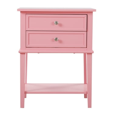 Passion Furniture PF-G061-N 28 x 16 x 22 in. Newton 2-Drawer Nightstand, Silver Champagne