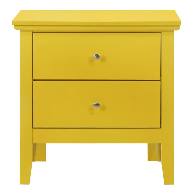 Passion Furniture PF-G1332-N 24 x 15.5 x 19 in. Primo 2-Drawer Nightstand, Yellow