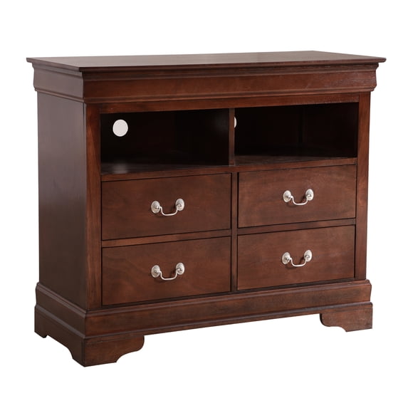 Passion Furniture Louis Phillipe Cappuccino 4 Drawer Chest of Drawers (42 in L. X 18 in W. X 35 in H.)