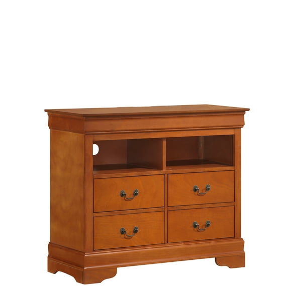 Passion Furniture Louis Phillipe Oak 4 Drawer Chest of Drawers (42 in L. X 18 in W. X 35 in H.)