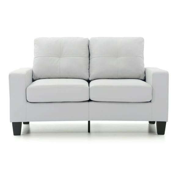 Passion Furniture Newbury 58 in. W Flared Arm Faux Leather Straight Sofa in White